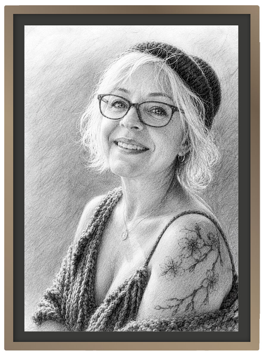 Jackie drawing in her sunlit Carolina studio